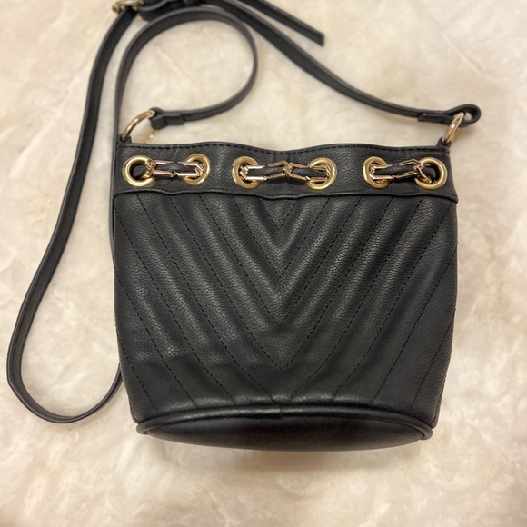 Free People Black and Gold Quilted Bucket Bag - Picture 2 of 6